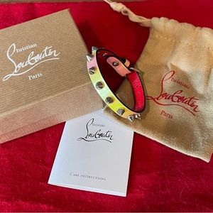 Christian Louboutin leather spiked bracelet.